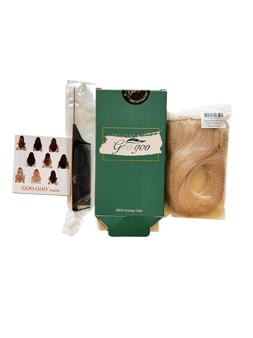 GOO GOO Human Hair Extensions Flip In Hair Halo 14” New Open Box #60A